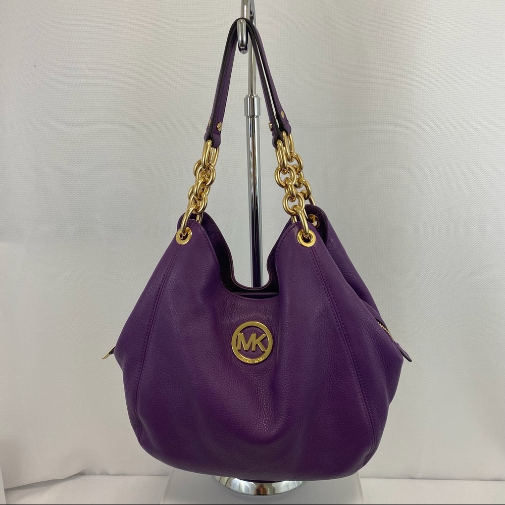 Michael Kors Purple Leather Shoulder Bag